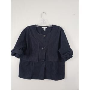 Ju) Y2K Kenneth Cole Denim Womens Jacket Sz 8 Chambray Office Siren Fairy Cropp